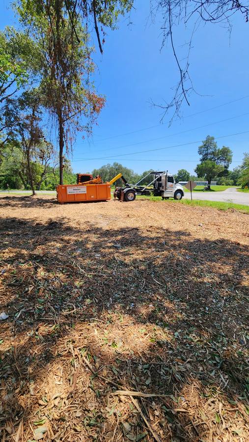 Dirty Works dumpster on cleared site