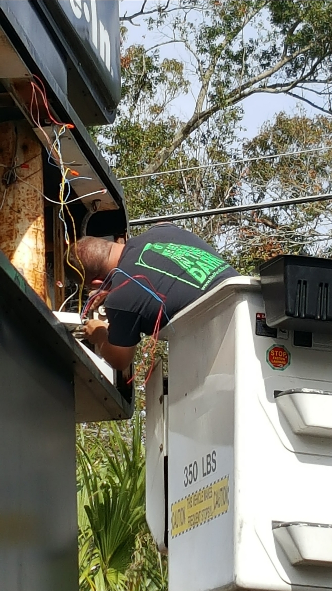 Tech wiring canopy sign light close electrical