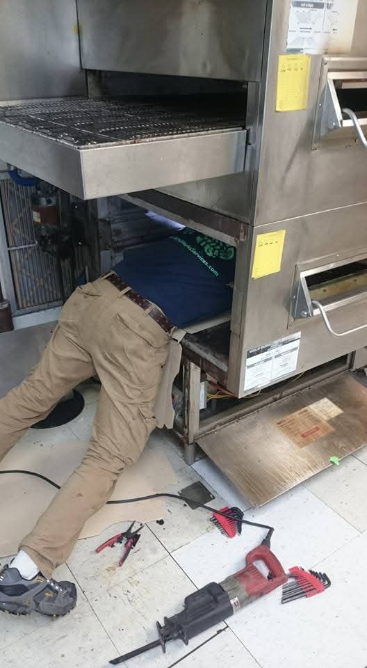 Tech fully under conveyor oven