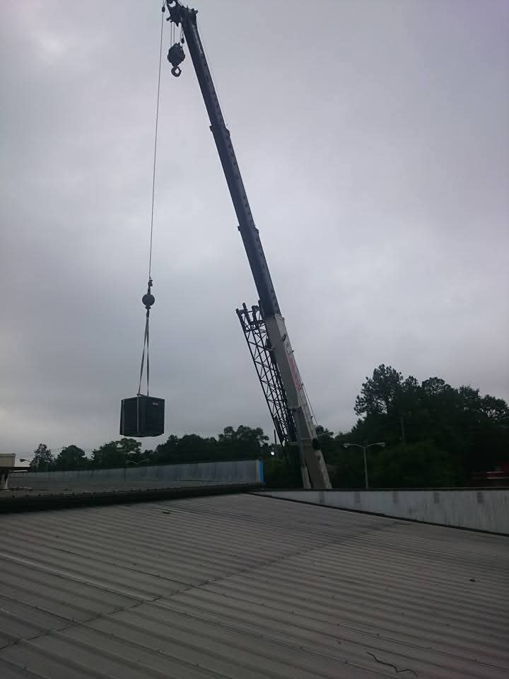 RTU crane set rooftop view