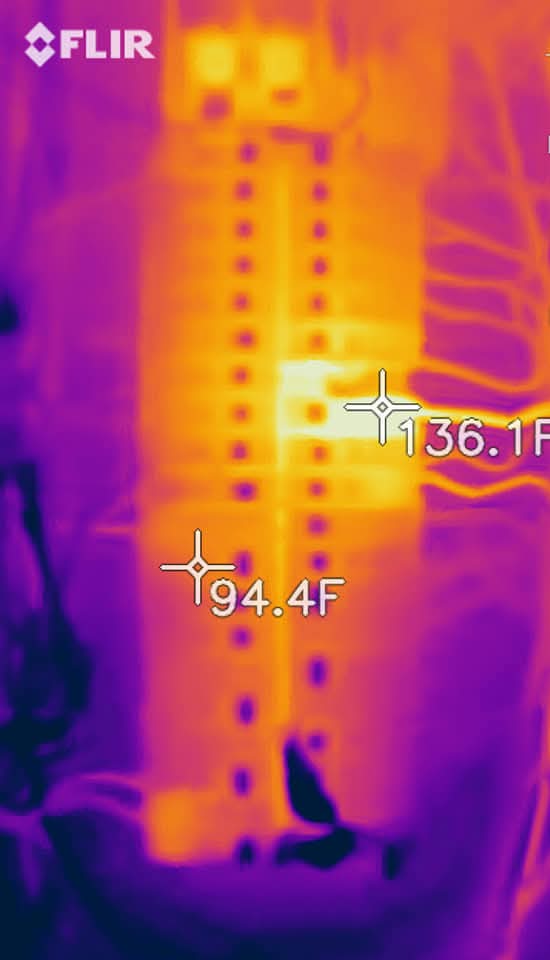 FLIR thermal panel 136F hot spot