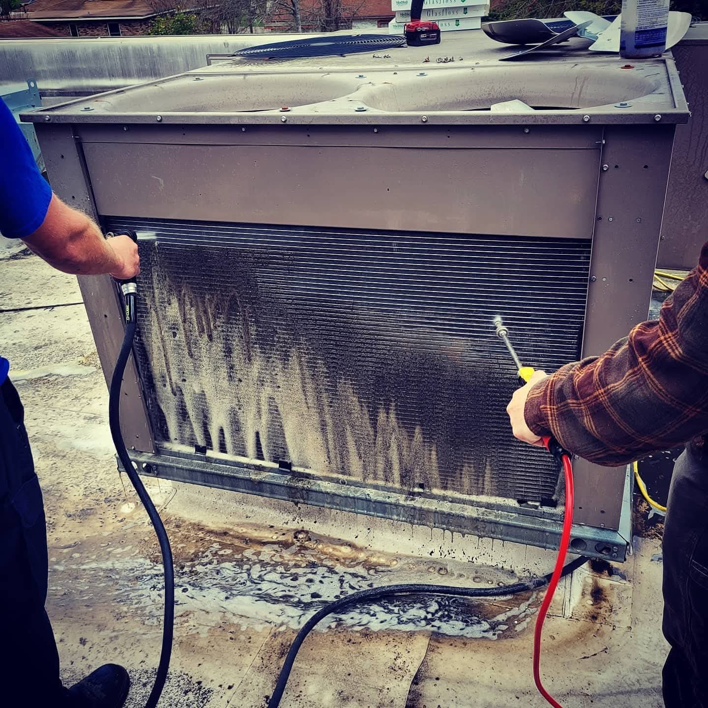 Pressure washing RTU coils commercial PM